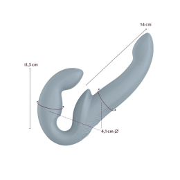 Безремінний страпон з вібрацією Fun Factory SHARE VIBE PRO cool grey, регульований - - фото №2