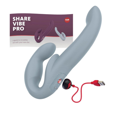 Безремінний страпон з вібрацією Fun Factory SHARE VIBE PRO cool grey, регульований - фото №5