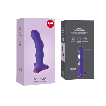 Фалоімітатор Fun Factory BOUNCER, фіолетовий, кульки всередині, ефект вібрації, діаметр 3,9 см - фото №7