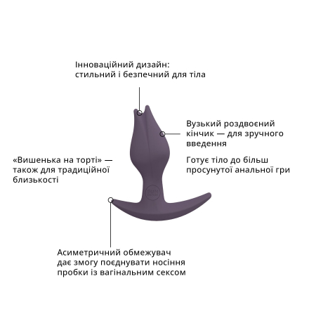 Анальна пробка Fun Factory BOOTIE FEM, фіолетова, у вигляді бутона, діаметр 2,9 см, тонкий обмежувач - фото №3