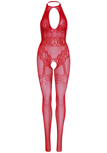 Бодістокінг Leg Avenue Rhinestone Lace and Net Bodystocking Red One Size №4