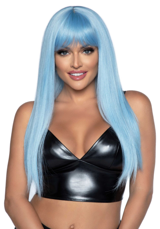Довга блакитна перука Leg Avenue Long straight bang wig Blue, гладенька, 61 см - фото