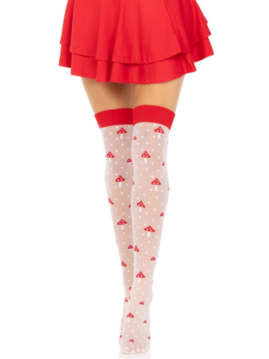 Панчохи Leg Avenue Polka Dot Mushroom Thigh Highs One Size - фото №5
