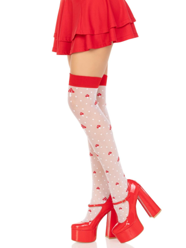 Панчохи Leg Avenue Polka Dot Mushroom Thigh Highs One Size - фото №4