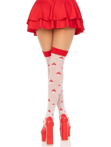 Панчохи Leg Avenue Polka Dot Mushroom Thigh Highs One Size - фото №2