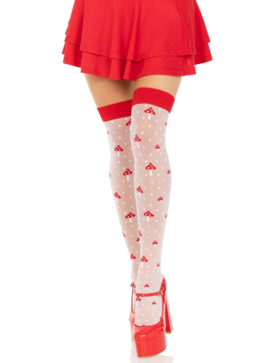 Панчохи Leg Avenue Polka Dot Mushroom Thigh Highs One Size - фото №3