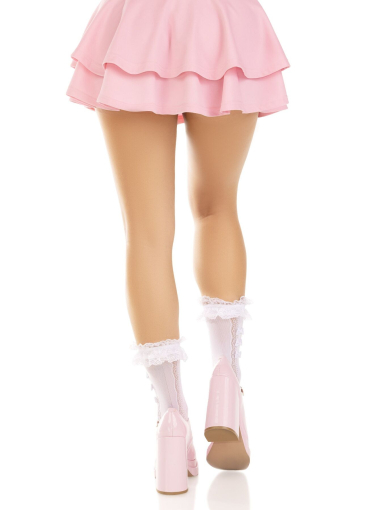 Шкарпетки ажурні з рюшами Leg Avenue Mini Bow Lace Anklet White №7