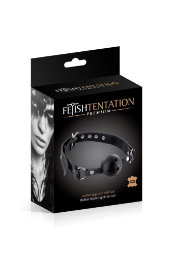 Кляп Fetish Tentation Premium Leather gag with stiff ball - фото №2