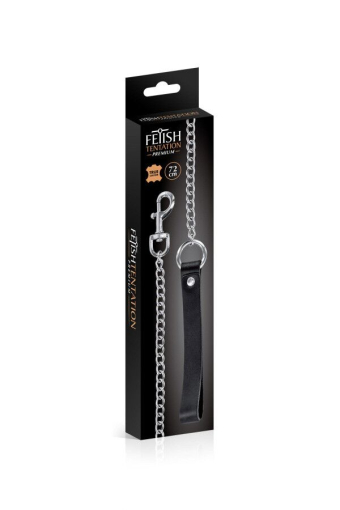 Повідець Fetish Tentation Premium Metal leash with cowhide leather wrist 72 см - фото №2