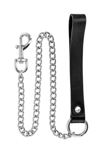 Повідець Fetish Tentation Premium Metal leash with cowhide leather wrist 72 см - фото