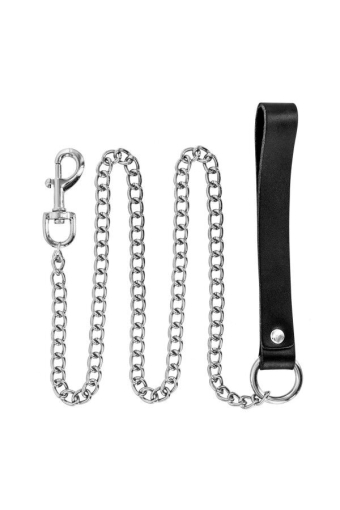 Повідець Fetish Tentation Premium Metal leash with cowhide leather wrist 115 см - фото