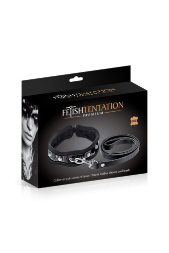 Повідець Fetish Tentation Premium Patent leather chocker and leash - фото №4