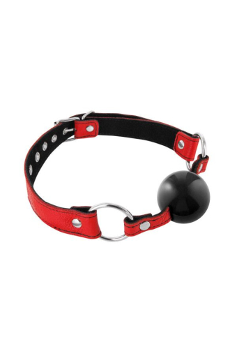 Кляп Fetish Tentation Premium Leather gag with silicone ball Red - фото