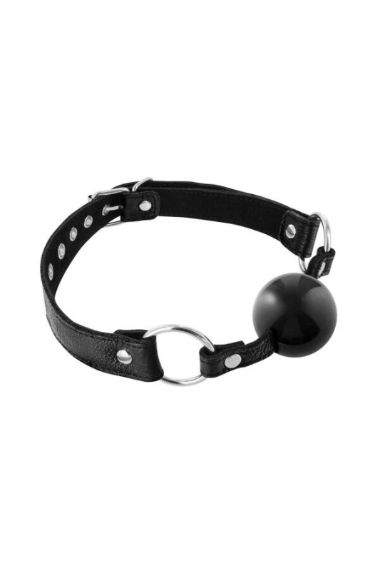 Кляп Fetish Tentation Premium Leather gag with silicone ball Black - фото