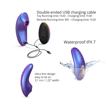 Вакуумний кліторальний стимулятор Love To Love DREAMER – IRIDESCENT NIGHT, пестощі язичком, пульт - фото №4