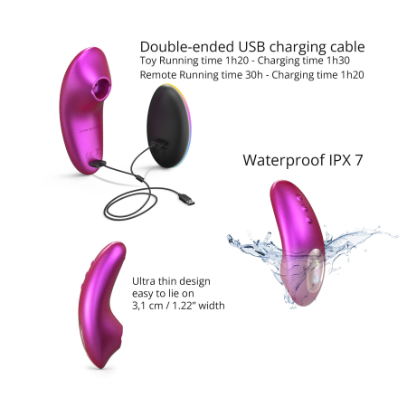 Вакуумний кліторальний стимулятор Love To Love DREAMER – IRIDESCENT BERRY, пестощі язичком, пульт - фото №4