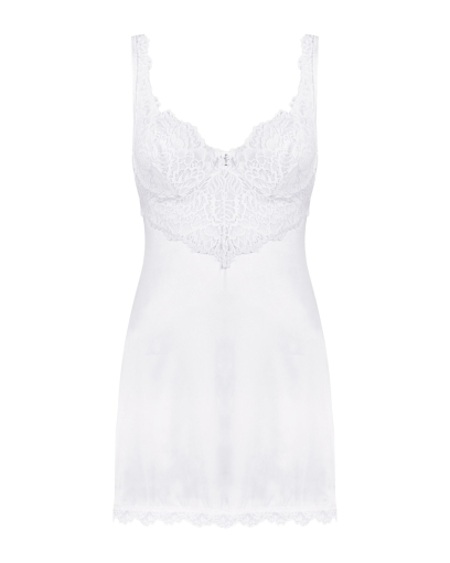 Сорочка Obsessive Amor Blanco underwire chemise & thong white S/M - фото №3