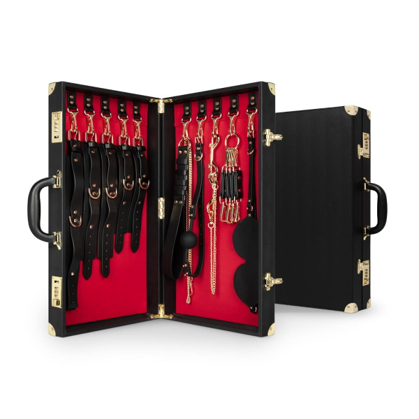 Набір для BDSM Bedroom Fantasies: Bondage Suitcase 13 Pcs - Cow Leather - фото