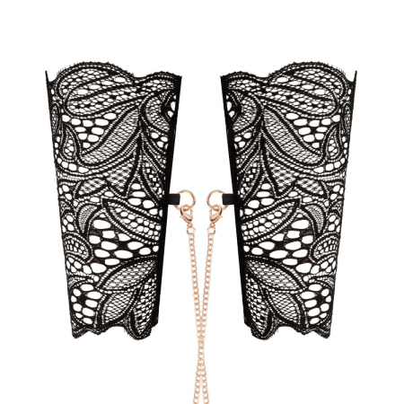 Мереживні наручники та комір Rosy Gold - Lace Cuffs and Collar - Black - фото №6