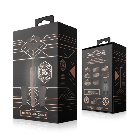 Мереживні наручники та комір Rosy Gold - Lace Cuffs and Collar - Black - фото №7