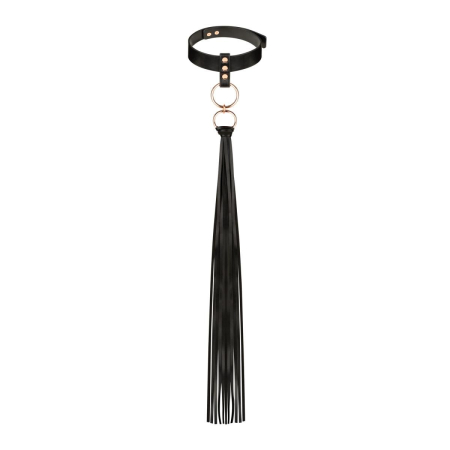 Нашийник с флогером Rosy Gold - Collar with Flogger - Black - фото