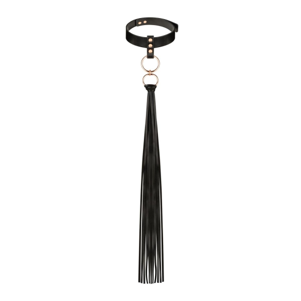 Нашийник с флогером Rosy Gold - Collar with Flogger - Black - фото