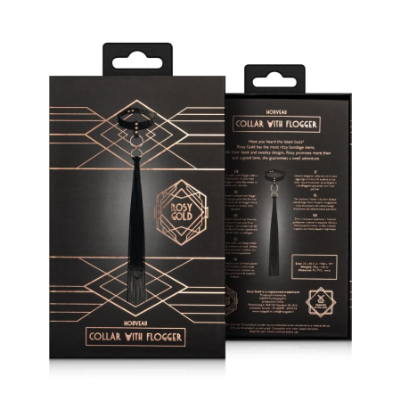 Нашийник с флогером Rosy Gold - Collar with Flogger - Black - фото №5