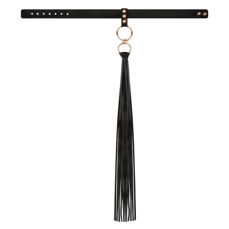 Нашийник с флогером Rosy Gold - Collar with Flogger - Black - фото №4