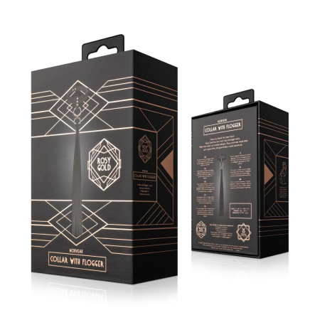 Нашийник с флогером Rosy Gold - Collar with Flogger - Black - фото №7