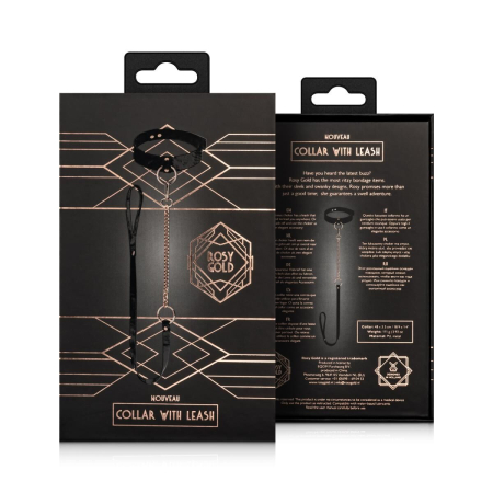 Нашийник з повідцем Rosy Gold - Collar with Leash - Black - фото №7