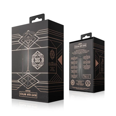 Нашийник з повідцем Rosy Gold - Collar with Leash - Black - фото №3