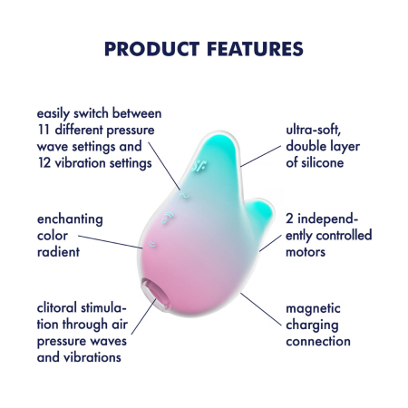 Вакуумний кліторальний стимулятор Satisfyer Mermaid Vibes Mint/Pink - фото №4