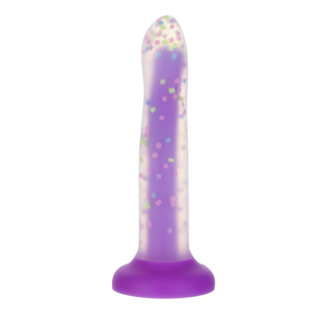 Фалоімітатор, що світиться в темряві, ADDICTION Rave 8?, Glow in the Dark Dildo Purple Confetti, 20,3 см - фото №2