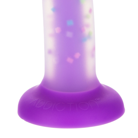 Фалоімітатор, що світиться в темряві, ADDICTION Rave 8?, Glow in the Dark Dildo Purple Confetti, 20,3 см - фото №5