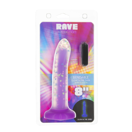 Фалоімітатор, що світиться в темряві, ADDICTION Rave 8?, Glow in the Dark Dildo Purple Confetti, 20,3 см - фото №7