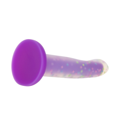 Фалоімітатор, що світиться в темряві, ADDICTION Rave 8?, Glow in the Dark Dildo Purple Confetti, 20,3 см - фото №6