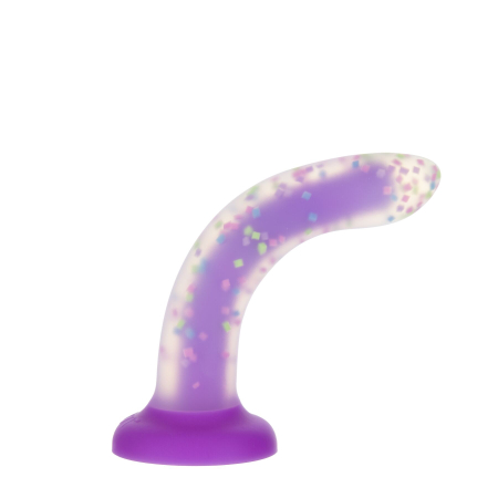 Фалоімітатор, що світиться в темряві, ADDICTION Rave 8?, Glow in the Dark Dildo Purple Confetti, 20,3 см - фото №3
