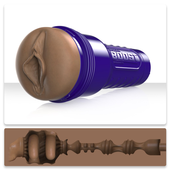 Мастурбатор-вагіна Fleshlight Boost Bang Medium Dark Flesh, плаваючі кільця Turbo Tech - фото