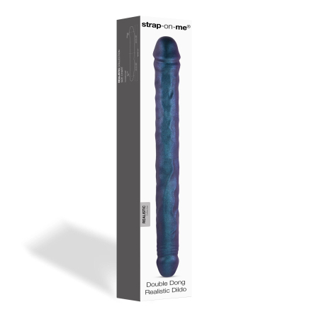 Фалоімітатор подвійний Strap-On-Me DOUBLE DONG REALISTIC DILDO - SNAKY METALLIC COLOR - фото №3
