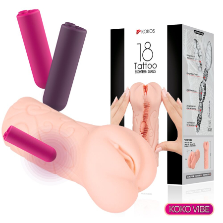 Мастурбатор-вагіна двошаровий Kokos Tattoo Vibe - фото №3