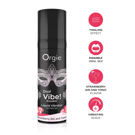 Рідкий вібратор Orgie Dual Vibe! Strawberry Gin & Tonic Kissable Liquid Vibrator, 15 мл - фото №3