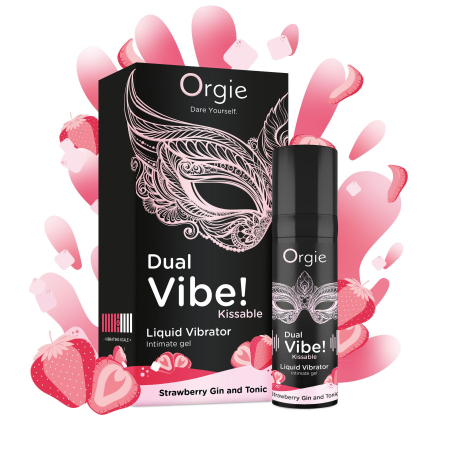Рідкий вібратор Orgie Dual Vibe! Strawberry Gin & Tonic Kissable Liquid Vibrator, 15 мл - фото №2