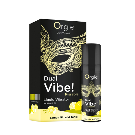 Рідкий вібратор Orgie Dual Vibe! Lemon Gin And Tonic Kissable Liquid Vibrator, 15 мл - фото