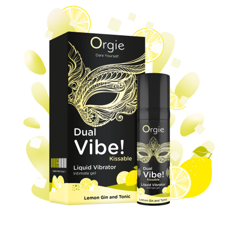 Рідкий вібратор Orgie Dual Vibe! Lemon Gin And Tonic Kissable Liquid Vibrator, 15 мл - фото №2