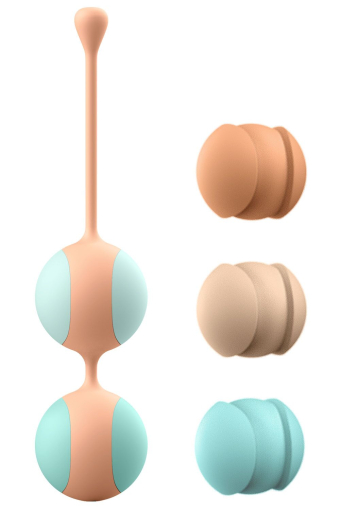 Вагінальні кульки Liebe Kewos — Peach/Mint, 5 кульок у комплекті, 15, 25, 35, 45 та 55 г - фото №4