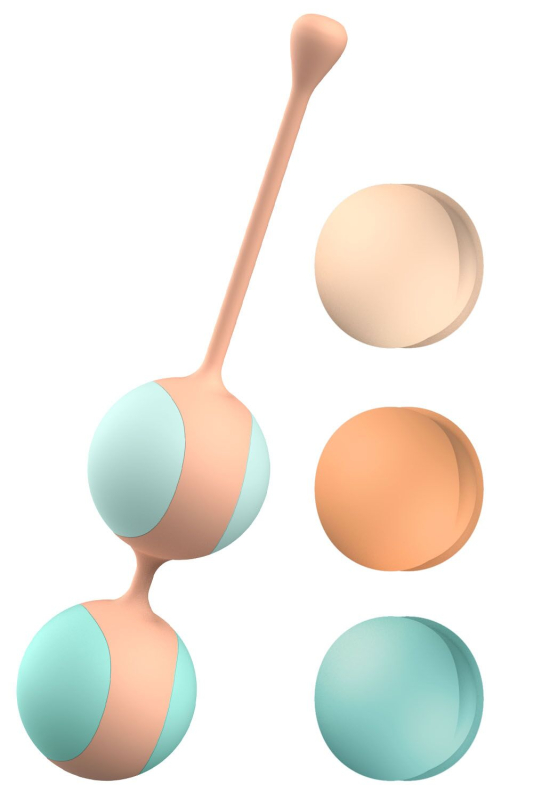 Вагінальні кульки Liebe Kewos — Peach/Mint, 5 кульок у комплекті, 15, 25, 35, 45 та 55 г - фото