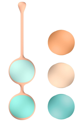 Вагінальні кульки Liebe Kewos — Peach/Mint, 5 кульок у комплекті, 15, 25, 35, 45 та 55 г - фото №3