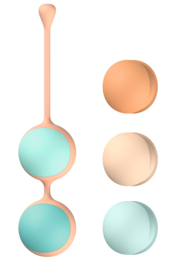 Вагінальні кульки Liebe Kewos — Peach/Mint, 5 кульок у комплекті, 15, 25, 35, 45 та 55 г - фото №2