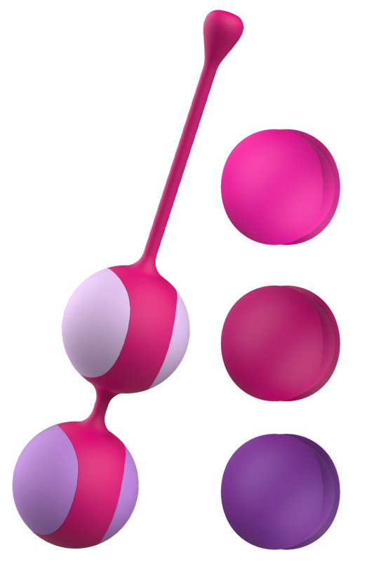 Вагінальні кульки Liebe Kewos — Cerise/Candy Violet, 5 кульок у комплекті, 15, 25, 35, 45 та 55 г - фото