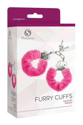 Наручники S Pleasures Furry Cuffs Pink з пухнастим оздобленням, 2 ключі в комплекті - фото №2